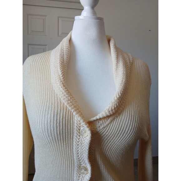 RALPH LAUREN Womens Cardigan Sweater L 100% Linen Creme Button Down  Bohemian - Picture 8 of 16